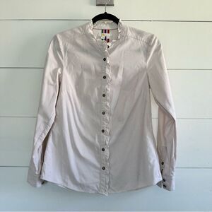 Boden Women’s 2 Cream Corduroy Ruffle Button Down Blouse